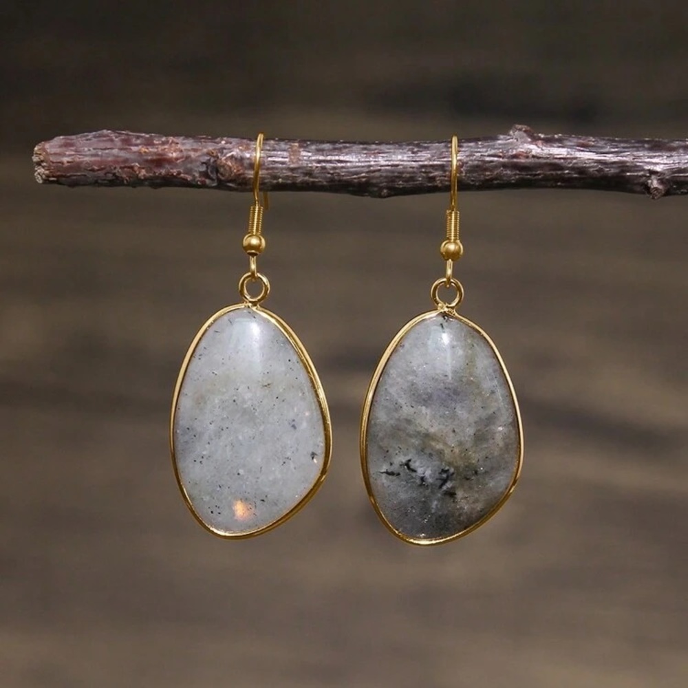 Luxe labradorite natural gemstone earrings